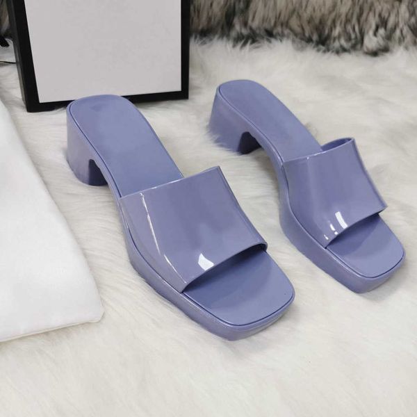 

fashion woman jelly slippers beach slipper slide shoes thick bottom platform outdoor leather designer ladies sandals high heel slides flip, Black