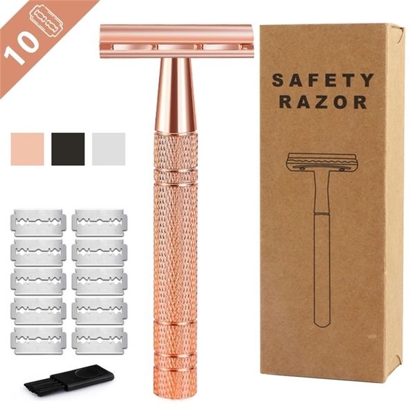 

haward rose gold razor classic double edge safety razor for mens shaving&womens hair removal 10 shaving blades manual shaver 220622