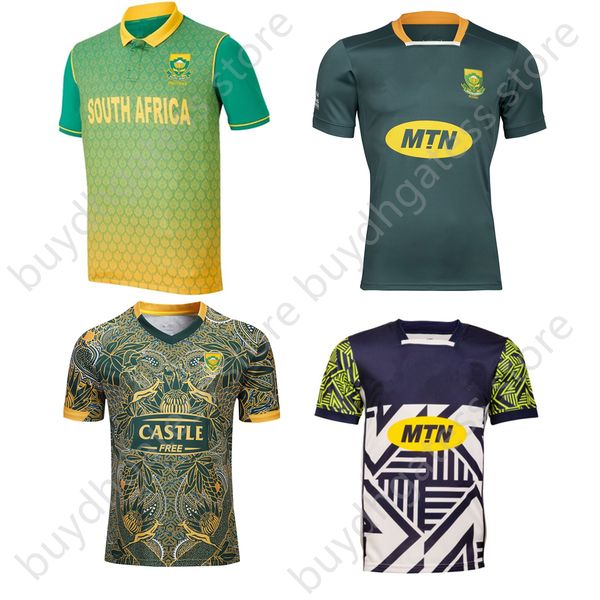 

18lt 2022 new rugby jersey men's short sleeve t shirts home polo training suit south africa cricket 100th anniversary edition, White;black