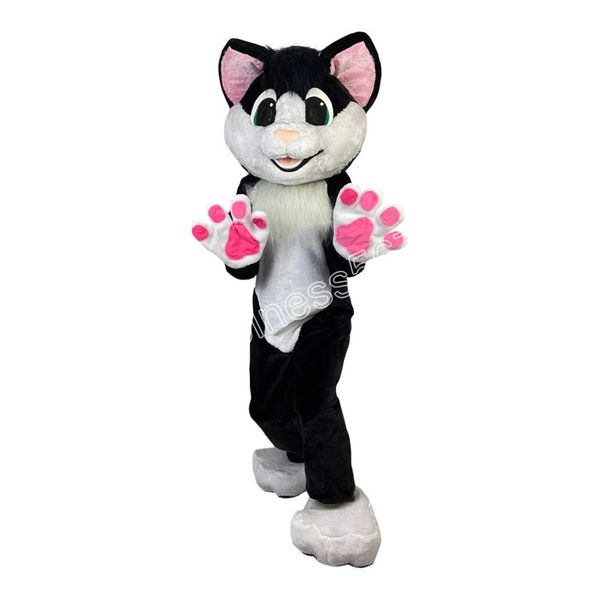 Costumi della mascotte del gatto nero della peluche di Halloween Vestito da vestito del personaggio dei cartoni animati di alta qualità Vestito da festival all'aperto per feste di compleanno per adulti di Halloween