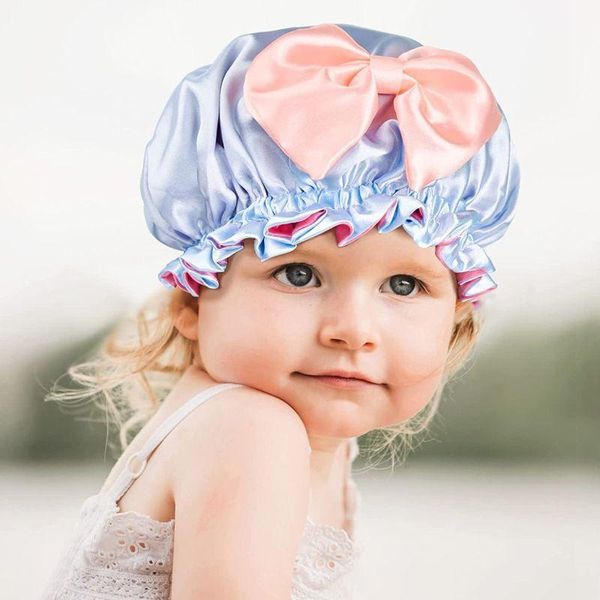 Berets Kids Satin Soil Speed ​​Hat Шелковые капоты для волос для малышей детские девочки ночные шляпы