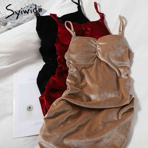 

fashion folds high waist camis dresses women sleeveless aline bras solid red black clothes summer korean 210415, Black;gray