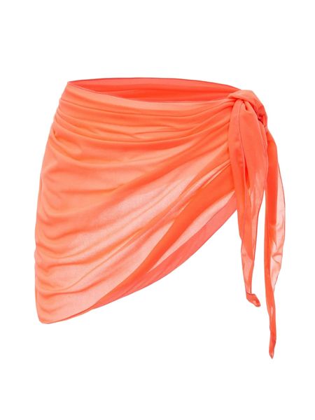 

solid tie side cover up skirt j3is#, White;black