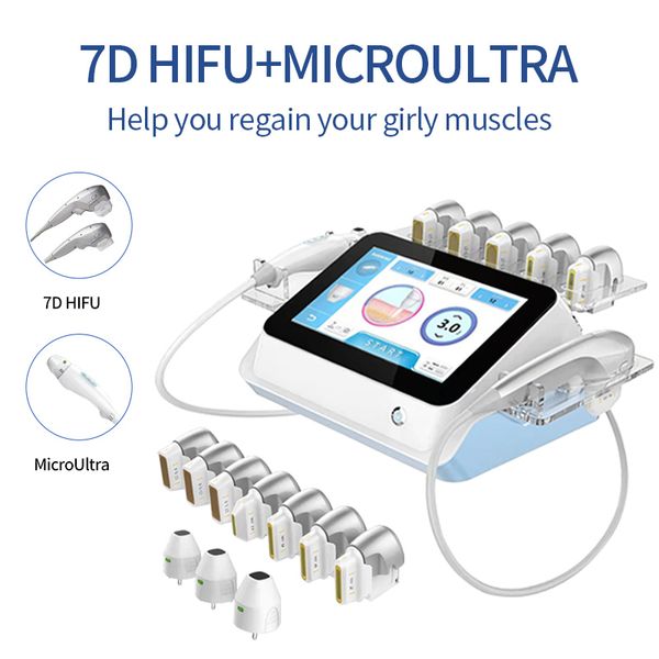 

professional multi-functional beauty equipment 2 in 1 7d hifu machine & microultra machine for face lifting, Black;white