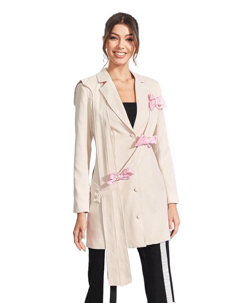 

x trang duong bow front strap draped blazer q3ty#, White
