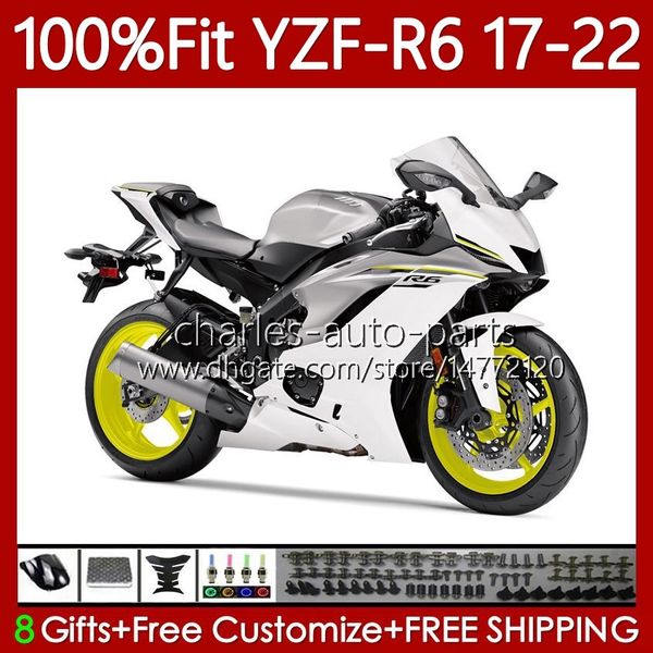 Einspritzkarosserie für Yamaha YZF R6 R 6 600 CC YZF-600 2017 2018 2019 20 21 22 Karosserie 119Nr. 4 YZF-R6 YZFR6 17 18 19 2020 2021 2022 YZF600 2017-2022 OEM-Verkleidung weiß silbrig schwarz