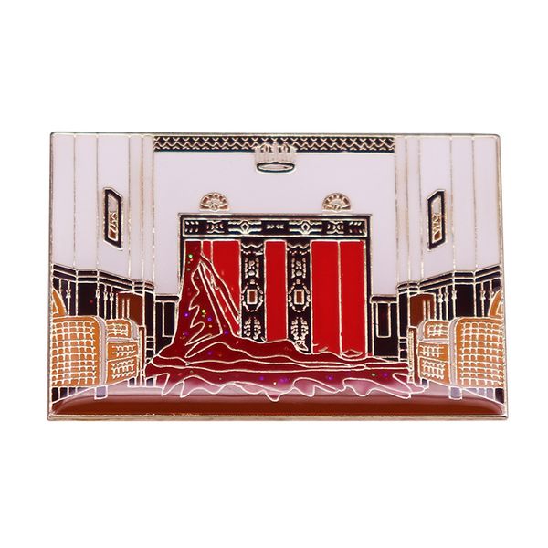 

overlook elevator enamel pin the shining brooch red glitter blood horror movie badge halloween jewelry collection, Blue