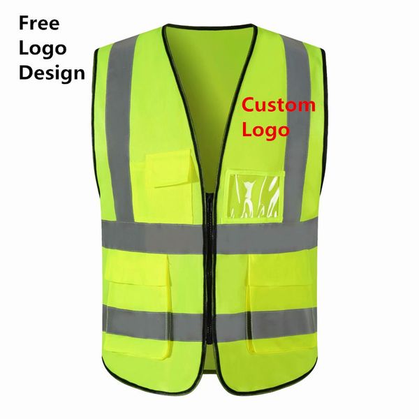 Prezzo di fabbrica 1 PCS Gilet di sicurezza riflettente personalizzato gratuito Stampa di uniformi da lavoro di costruzione ad alta visibilità 220727