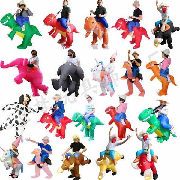 Maskottchen-Puppenkostüm, Purim-Kostüme, T-Rex, aufblasbarer Dinosaurier-Anzug, Einhorn-Kostüm, Kleid für Kinder und Erwachsene, Dino-Reiter, Partykostüm für Erwachsene