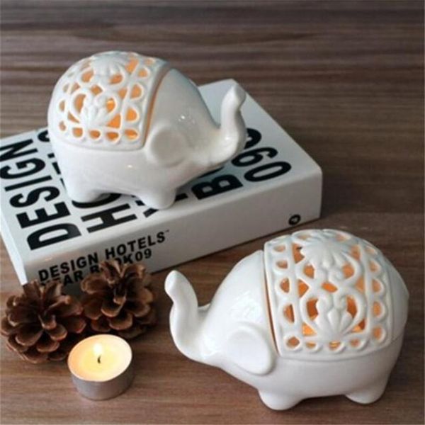 Portacandele Portacandele intagliato a forma di elefante Decorazione per la casa Mobili in ceramica nordica