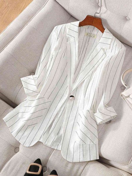 

small suit jacket women's 2022 spring and summer new striped slim sleeve slim suit jacket oversize clothing for women l220714, White;black