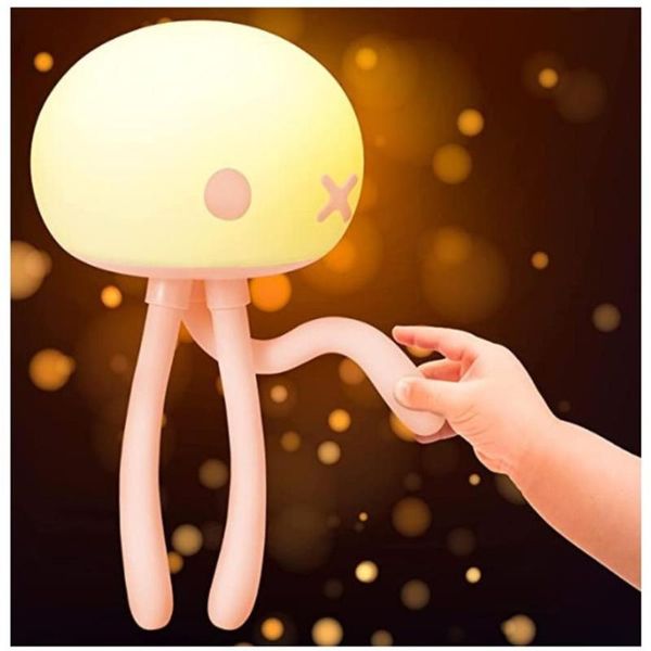 Luci notturne Lampada per meduse in silicone Multifunzionale Ricaricabile Usb Carino Mini culla Camera da letto Sleep Eye Care Atmosphere Light