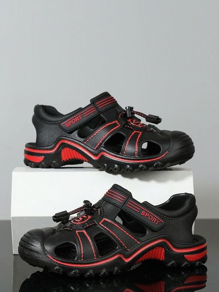 

boys letter graphic sports sandals she, Black;red