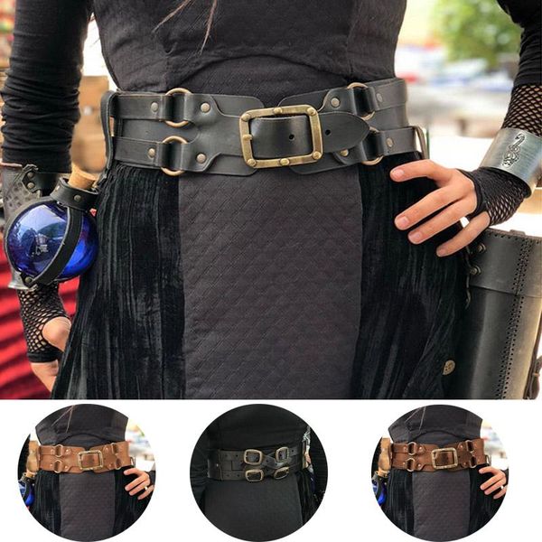 Kemerler Ortaçağ Kemeri Pu Deri Geniş Kemer Erkek Kadın Steampunk Gotik Bel Protector Larp Unisex Viking Şövalye Cosplay Waistbands