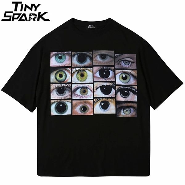 

men hip hop streetwear t shirt eyes world graphic harajuku t shirt cotton casual tshirt summer short sleeve tees black 220725, White;black