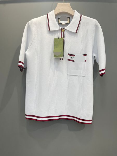 

520 2022 runway summer brand same style sweater short sleeve lapel neck white fashion womens clothes womens dl, White;black