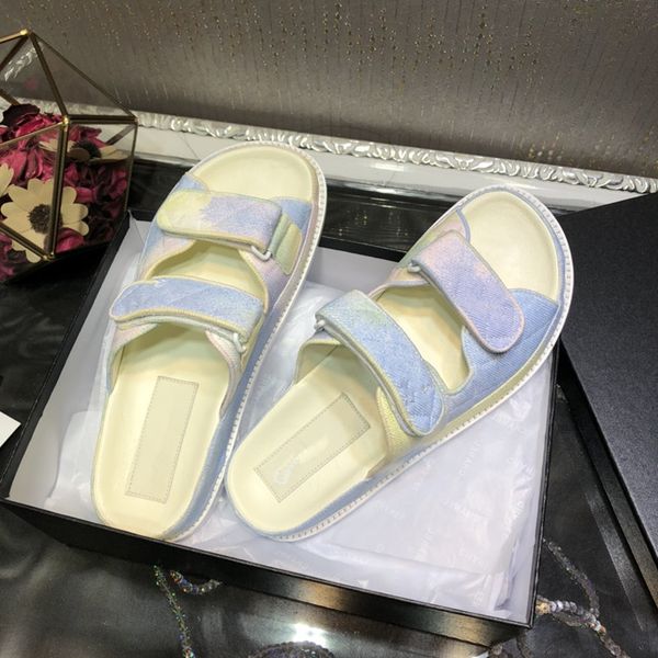 

2022 new catwalk women's summer velcro sandals designer slippers mesh real picture slides 0317, Black