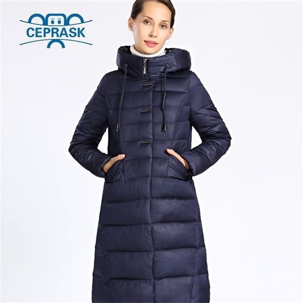 

winter jacket women plus size long thick womens winter coat hooded warm down jackets parka femme ceprask 201214, Black