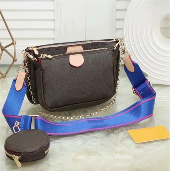 

designer luxury handbags purses women favorite mini pochette 3pcs accessories crossbody bag vintag shoulder bags leather multi col240e, Black