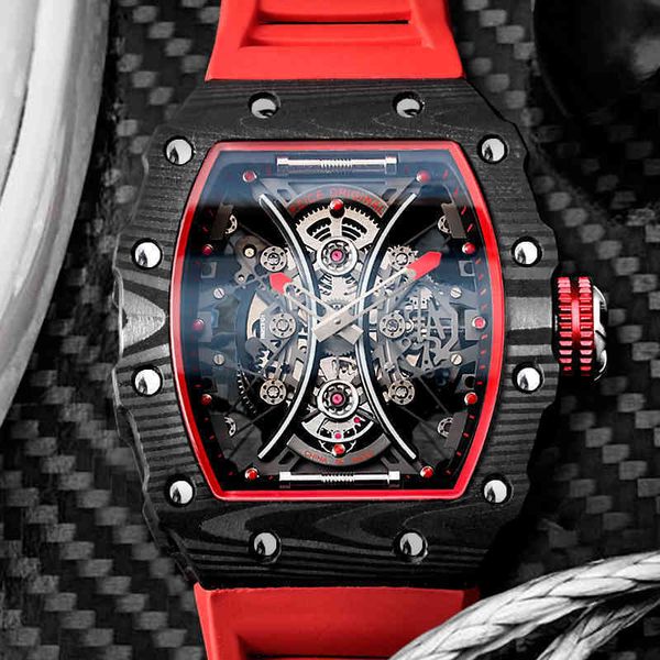 

feice skeleton watch mechanical fashion business automatic wristwatch sport waterproof for men relogio masculino, Slivery;brown