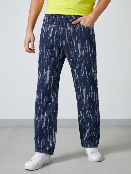 

men slant pocket tie dye jeans m1v4#, Blue