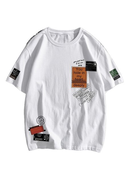 

men slogan graphic tee r1bl#, White;black