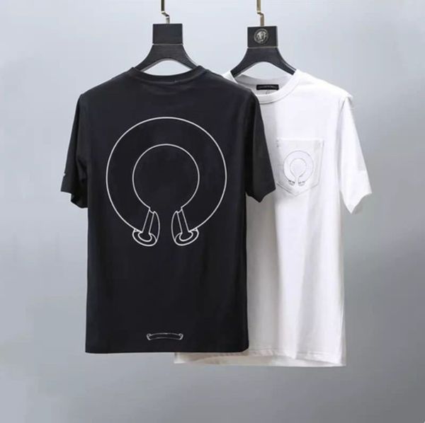 

ch classic t shirts short sleeves summer letter horseshoe sanskrit cross print sweatshirts t-shirts mens woman designer loose tees dwc3, White;black