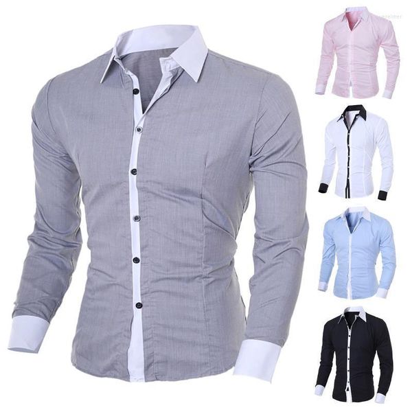 Camisas de vestido masculinas Men Camisa de inverno de outono diariamente de alta qualidade de cor casual cor de cor de manga longa em estoque 2022men's vere22