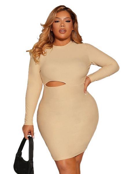 

sxy plus cut out bodycon dress t2wu#, Black