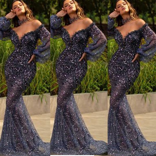 

bubble sleeve v-neck slim evening dresses long dress, Black