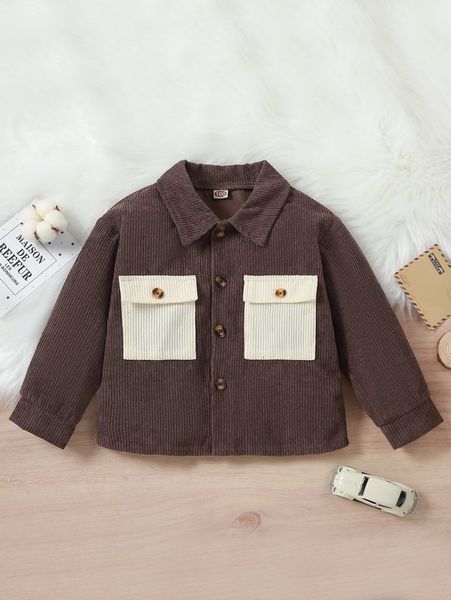 

toddler boys color block flap pocket corduroy jacket she, Blue;gray