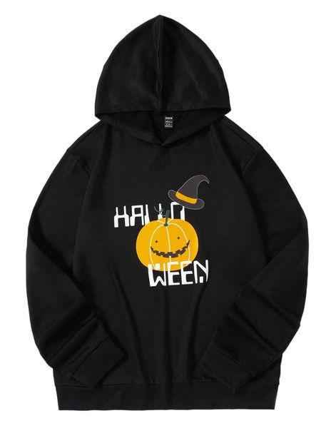 

men 1pc halloween print hoodie n7eb#, Black