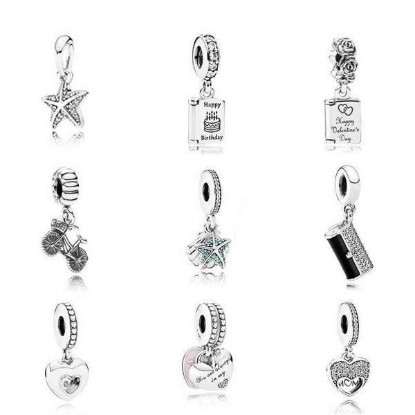 Novo 100% 925 Sterling Silver Bicycle Pingente Charm Card Card Bead Colocation Pulseiras DIY Braceletes Fábrica Atacado AA220315