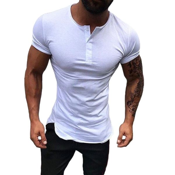 

men's henley shirt t shirt solid color henley casual daily short sleeve lightweight fashion muscle big and tall white black gray / sum