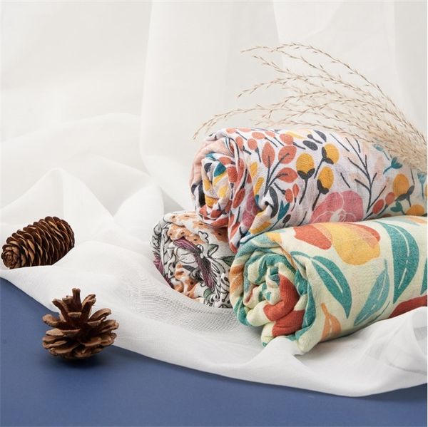 Bambu Algodão Bebê Muslin Swaddle Cobertor Recém-nascido Banho Toalha cobertores Duplos Gaze Macio Bebê Envoltório Infantil Quilt Alimentação Burp Pano por Mar T9i001873