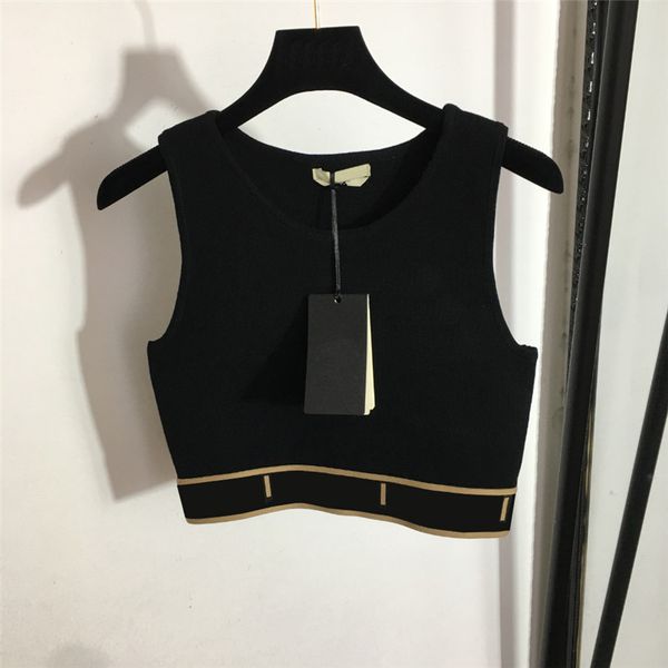 

letter waistband knits vest soft elastic webbing tees summer breathable suspender knit vests with tags, White