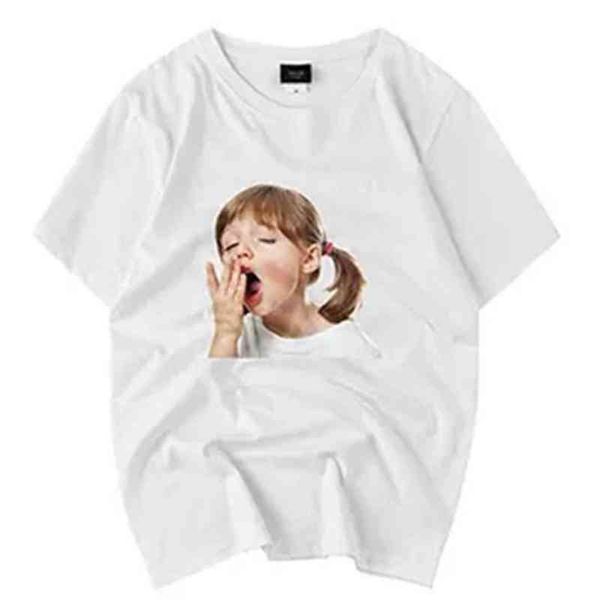 

22 all cotton net red same t-shirt figure print round neck simple couple casual versatile short sleeve trendy a 8 tshirts brands, White;black