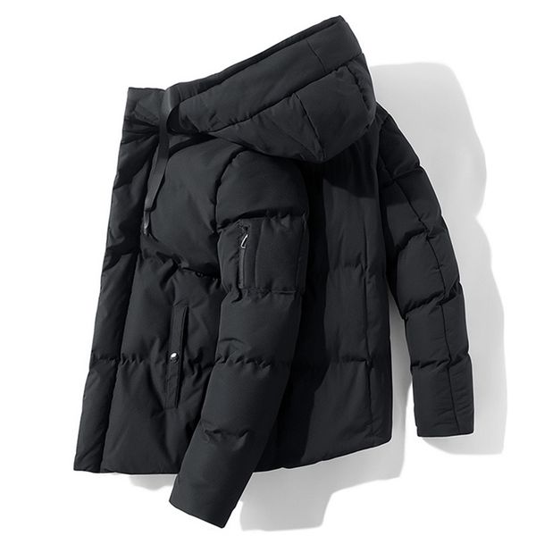

fashion hooded winter coat men thick warm solid color mens jacket windproof father's gift parka padded coats fashion outwear 201126, Black