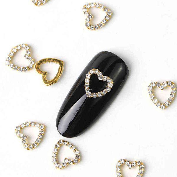 

10 pieces crystal rhinestone nail art stones alloy 3d decorations spark nails charms rhinestones for designer jewelry accessorie y220408, Black