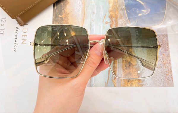 

square sunglasses 3133 gold metal/green gradient women glasses sun shades for holiday uv protection eyewear with box, White;black