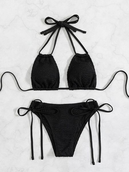 

halter triangle bikini swimsuit g5li#, White;black