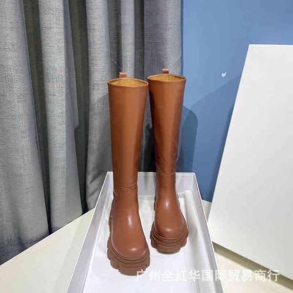 

boots autumn and winter martin boots women british style small man long thick soled middle tube knight leather chimney, Black