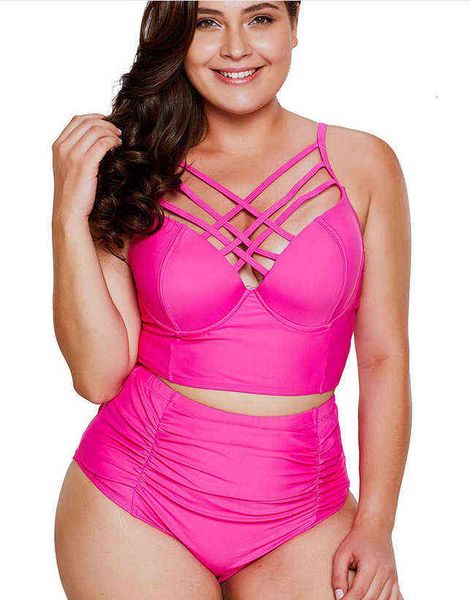 

large 20119 swimsuit plus fat swimsuit high waist solid bikini, White;black