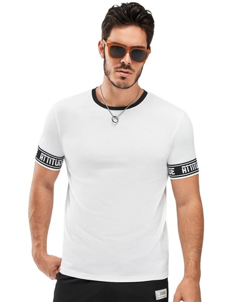 

men letter tape panel tee u3ft#, White;black