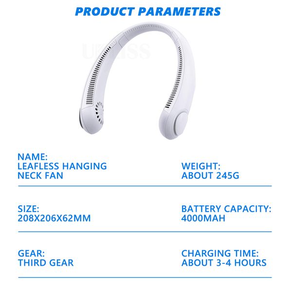 

new mini neck fan portable bladeless fan usb rechargeable leafless hanging fans air conditioner cooling wearable neckband fans p