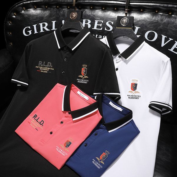 

men's t-shirts designer 5001 lily's summer short sleeve lapel mercerized cotton polo fsxq2022, White;black