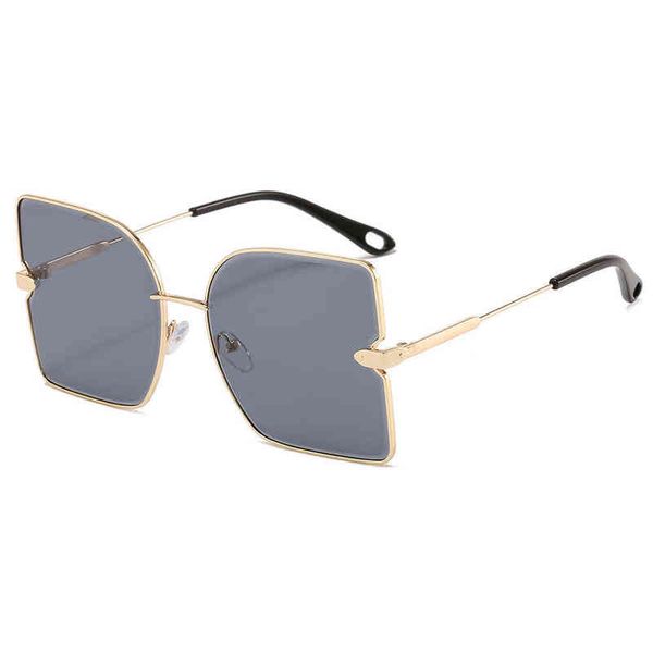 

fashionable women's large frame cut edge sunglasses personalized ocean metal brand designer luxury fashion sun glasses, White;black