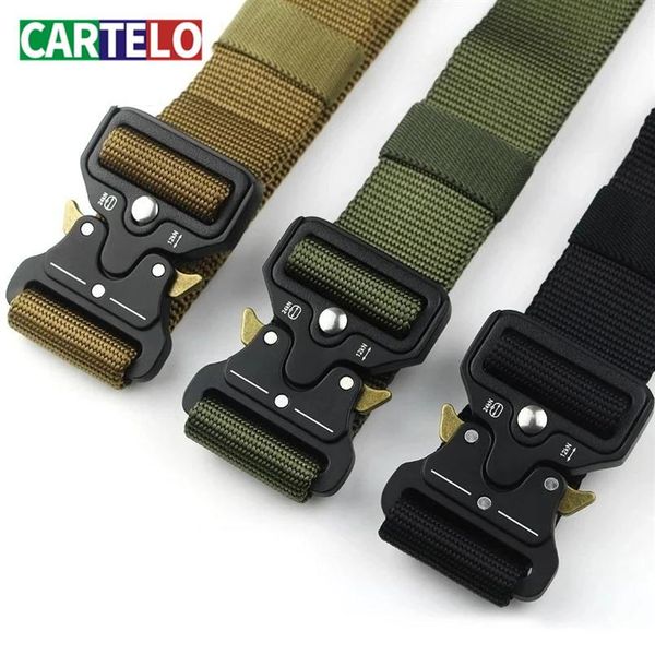 

cartelo mens brand military tactical belt specially designed for the militarys metal buckle adjustable belt 238d, Black;brown