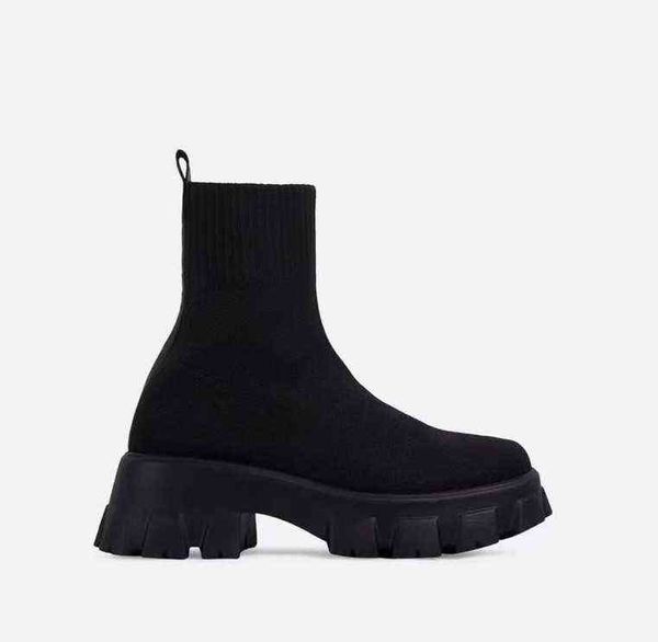 

designer boots couple socks shoes ankle women autumn winter new thick bottom leisure large fashion knitted short womens platform 220726, Black