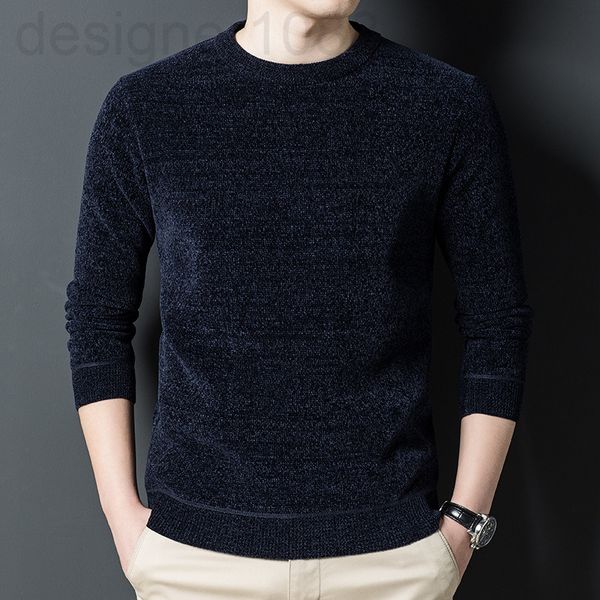 

men's sweaters designer 2021 winter new chenille t-shirt men's round neck pullover solid color plush warm youth base shirt vfmh, White;black